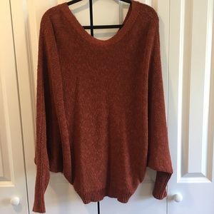 NWOT Burnt Orange Bat-Wing Sweater, Size Large